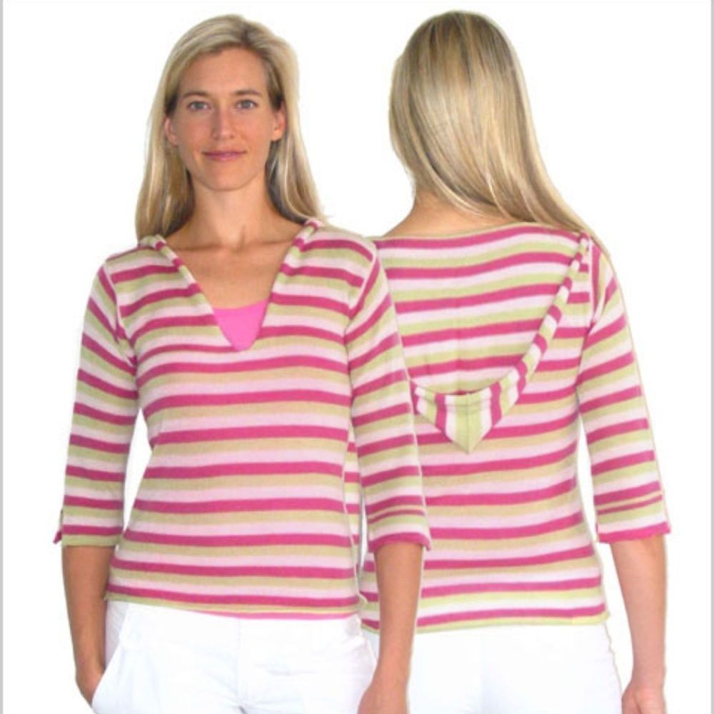Lily McNeal 3/4 Sleeve Triple Striped Hoodie